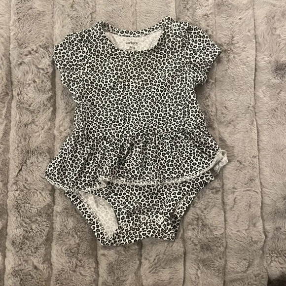 3 Months Carter's Leopard Print Shirt Dress One Piece, Short Sleeves - Picture 1 of 5